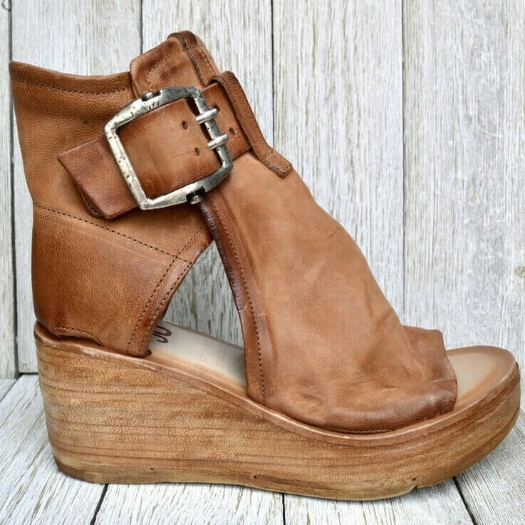 Cordova | Suede Buckle Platform Wedge Sandals