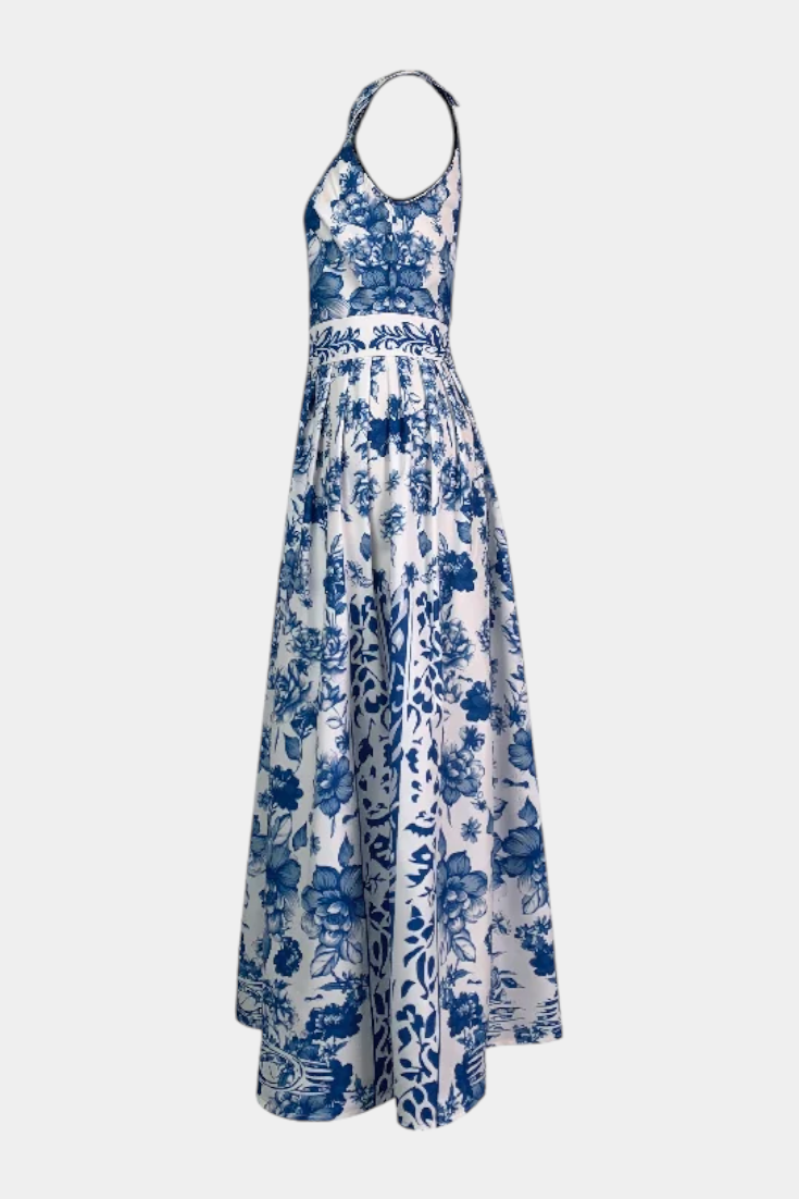 Momount Women’s Floral Maxi Dress – Halter Neck Sleeveless Elegant