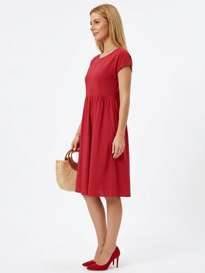 Dahlia Summer Maxi Dress | Elegant, Modern, Graceful - Red - side