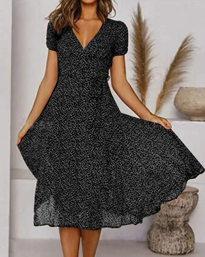 Cassandra | Floral Wrap Midi Dress – Flattering V-Neck | Summer Momount