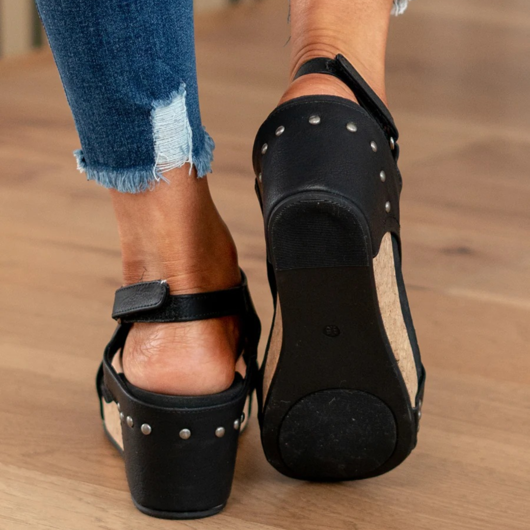 Momount Women Wedge Sandals Comfort Cork Platform Casual Summer Cushioned Support Lightweight Open Toe Slip On
