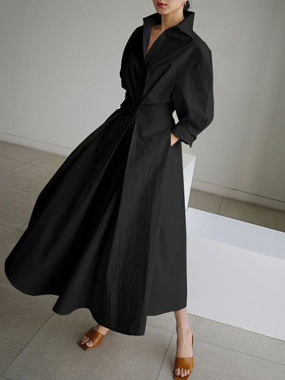 Evangelia | Elegant Cotton Button Down Midi Dress