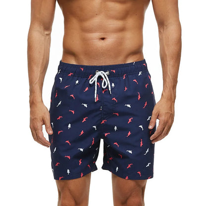 Momount Men Swim Shorts – Striped Drawstring Quick Dry Summer Beach
