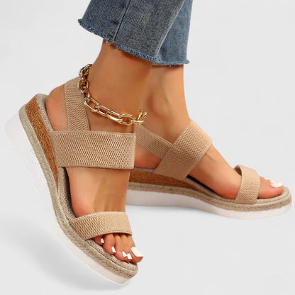 Momount Women Espadrille Wedge Sandals – Elastic Strap Jute Platform Open Toe