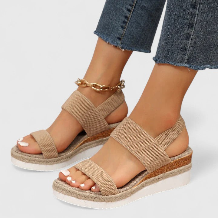 Momount Women Espadrille Wedge Sandals – Elastic Strap Jute Platform Open Toe