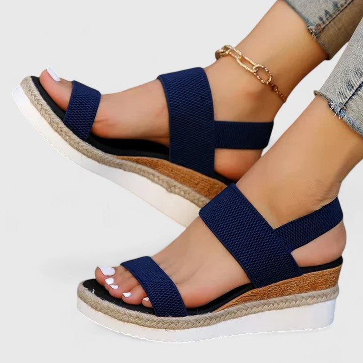 Momount Women Espadrille Wedge Sandals – Elastic Strap Jute Platform Open Toe