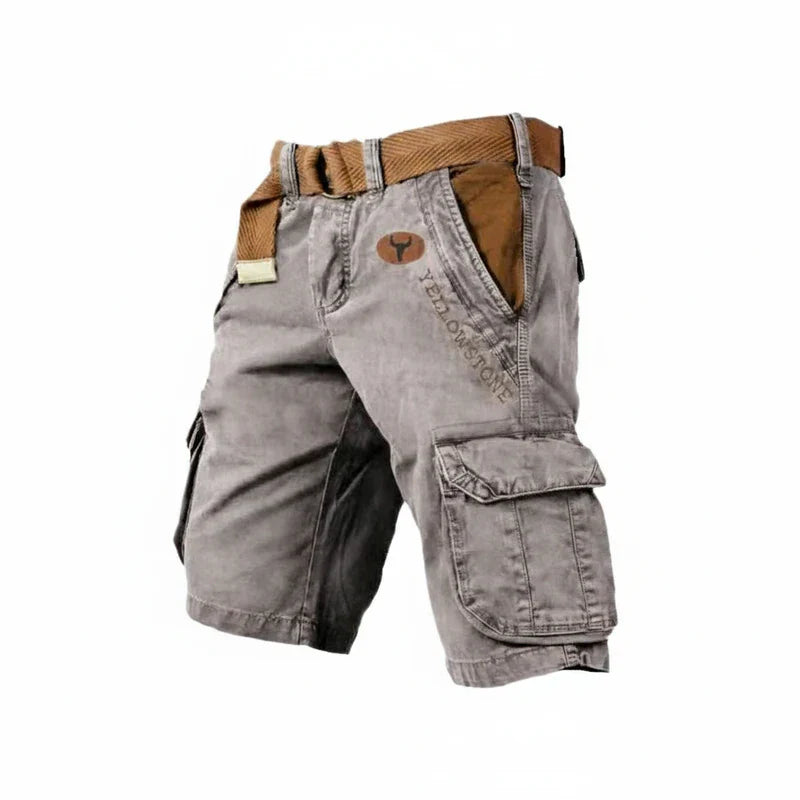 Momount Men Cargo Shorts – Washed Cotton Belted Knee Length Outdoor