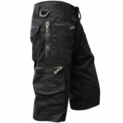 Momount Men Cargo Shorts – Multi-Pocket Zip D-Ring Knee Length Tactical