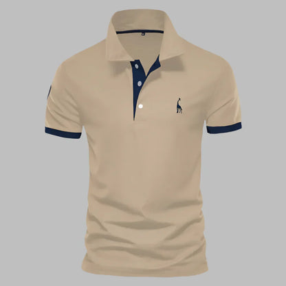 Momount Men Polo Shirt – Contrast Placket Embroidered Logo Classic Fit