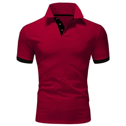 Momount Men Polo Shirt – Stand Collar Contrast Placket Slim Fit
