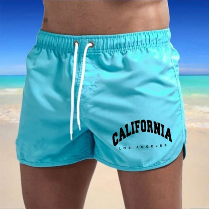 Momount Men Swim Shorts – California Print Drawstring Quick Dry Beach
