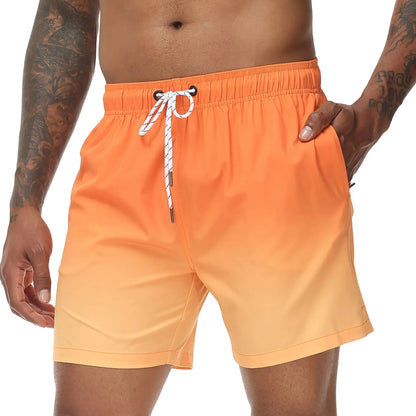 Momount Men Swim Shorts – Gradient Drawstring Quick Dry Beach Summer