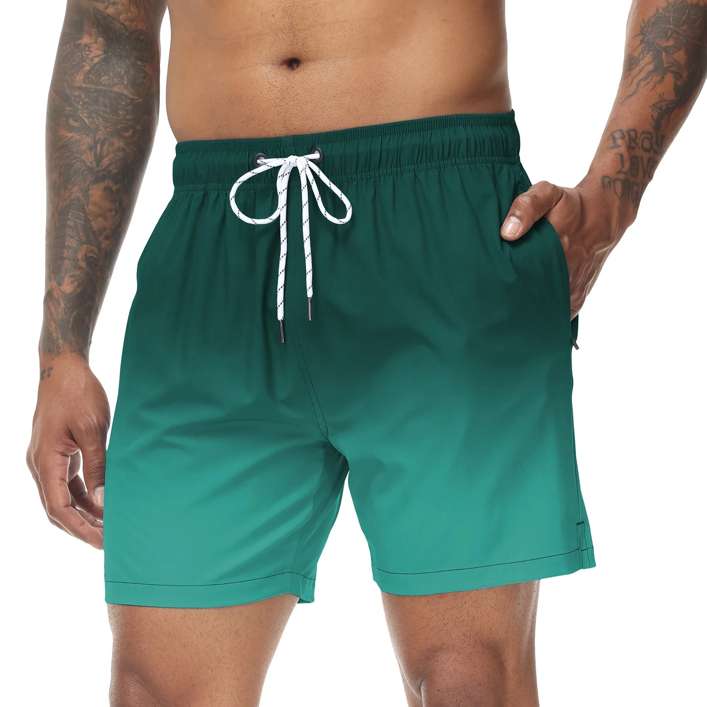 Momount Men Swim Shorts – Gradient Drawstring Quick Dry Beach Summer