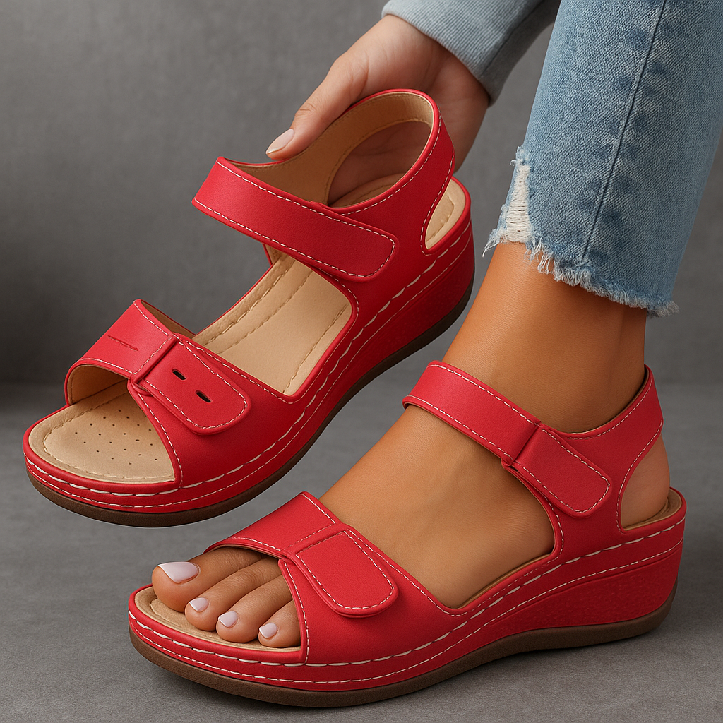 Momount Women Wedge Sandals Comfort Velcro Strap Platform Casual Summer Adjustable Fit Cushioned Sole Support