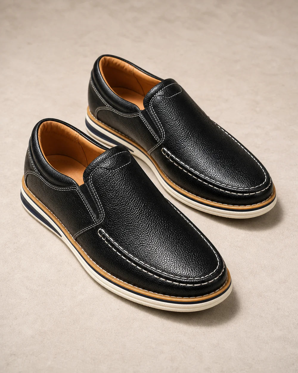 Muške ručno prošivene slip-on mokasinke s elastičnim panelima — image 4