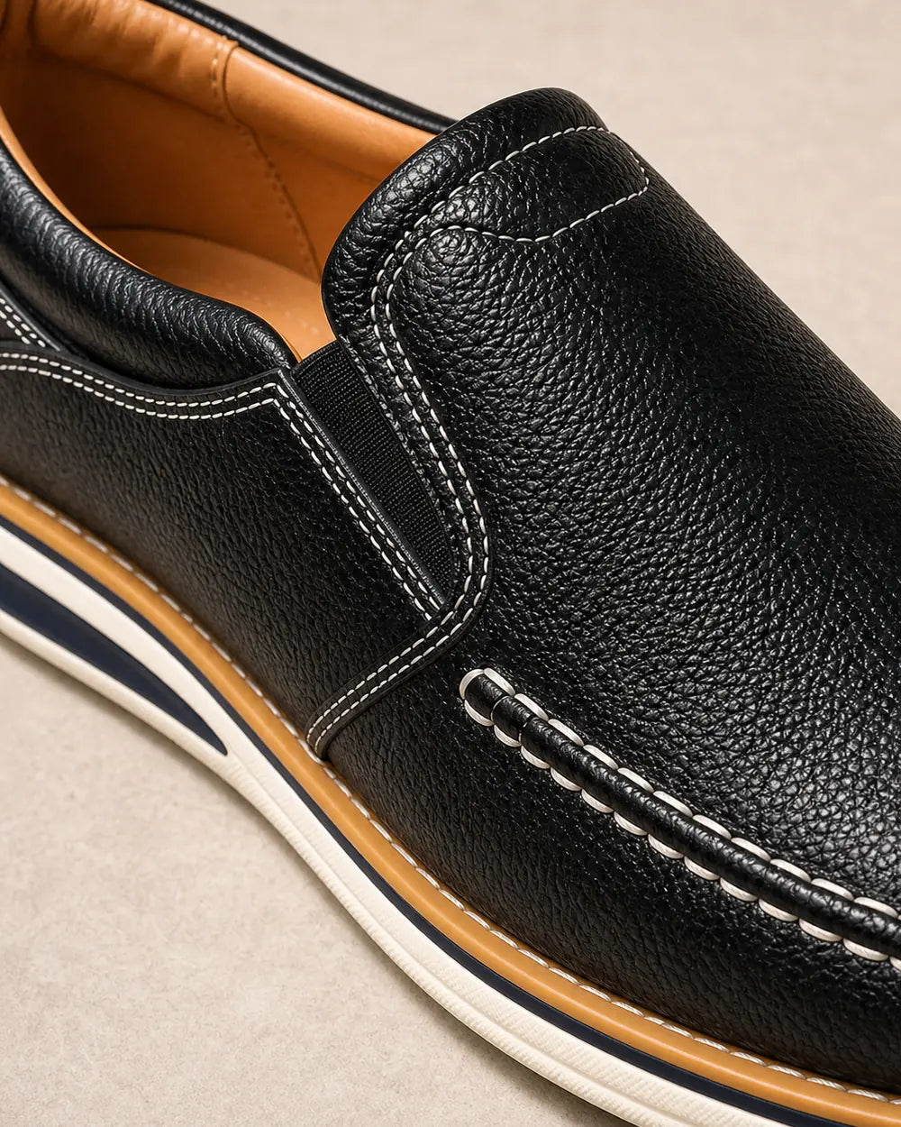 Muške ručno prošivene slip-on mokasinke s elastičnim panelima — image 5