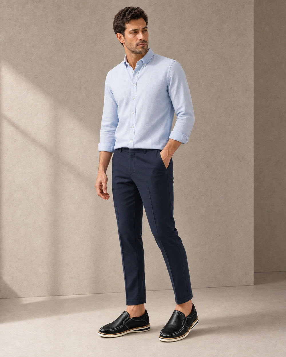 Muške ručno prošivene slip-on mokasinke s elastičnim panelima — image 7