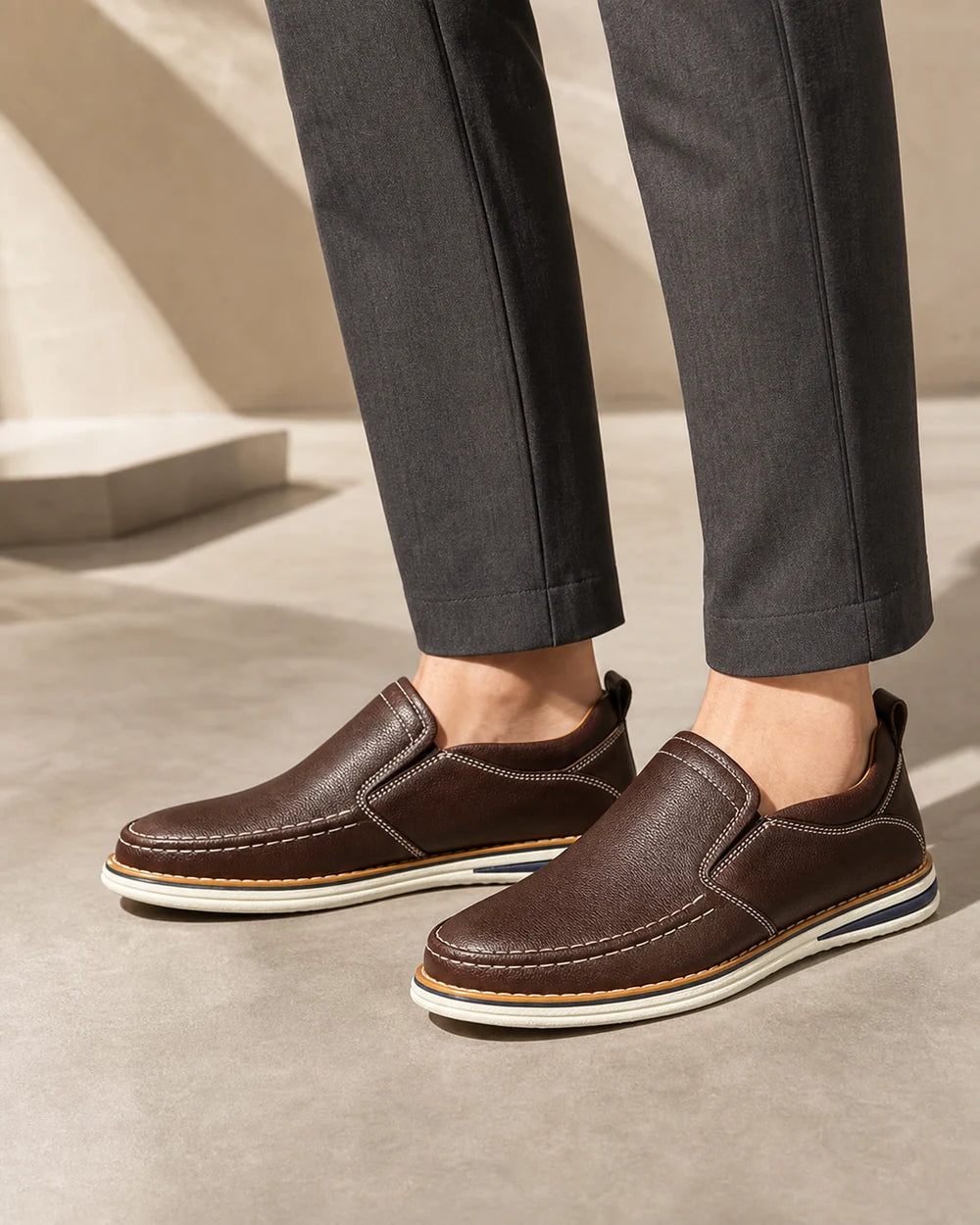 Muške ručno prošivene slip-on mokasinke s elastičnim panelima — image 9