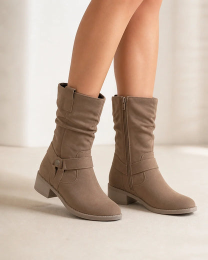 Momount women suede slouch ankle boots grey