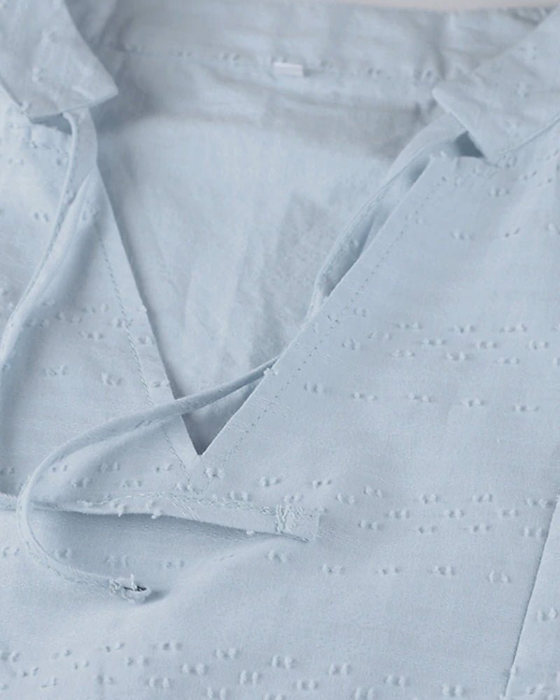 Persephone | Beach Cotton V Neck Hooded Tunic Dress