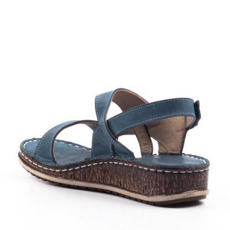 Momount Women Wedge Sandals – Brown Leather Peep-Toe Slingback Summer