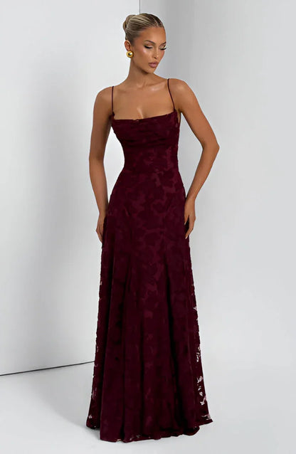 Auriana | Romantic Floral Square Neck Strappy Summer Maxi Dress