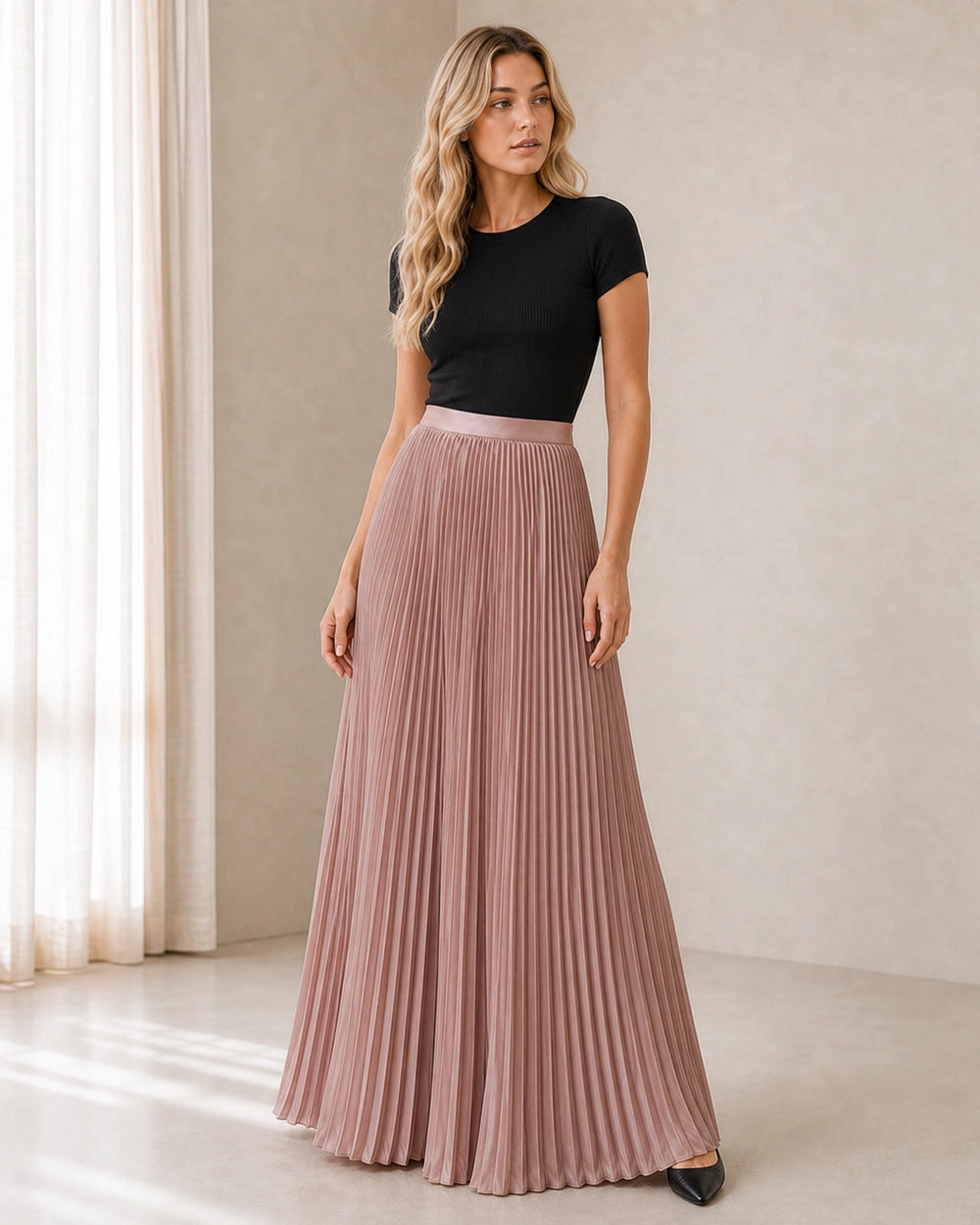 Ženska lepršava plisirana maxi suknja — image 7